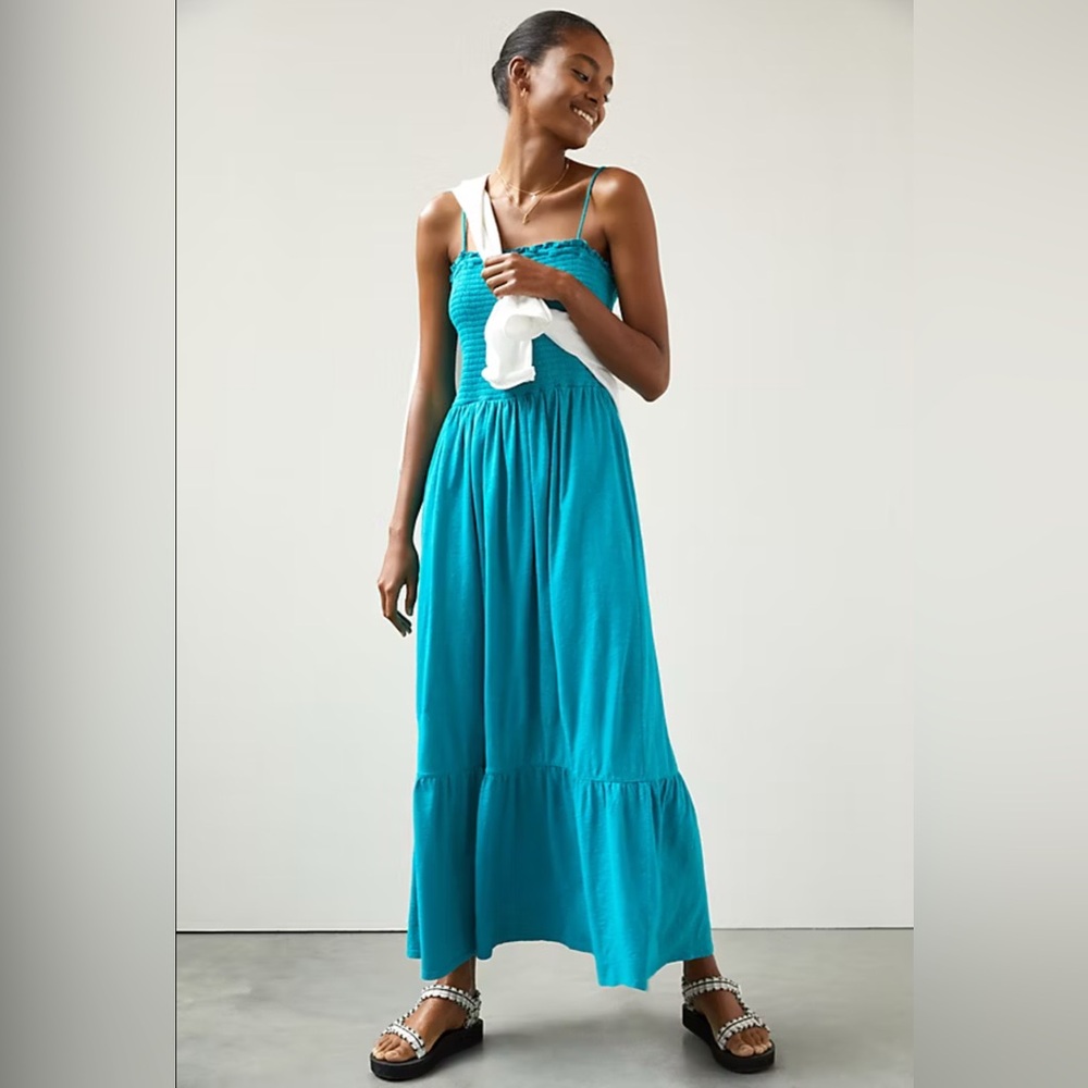 EUC Anthro Teal Maxi Dress